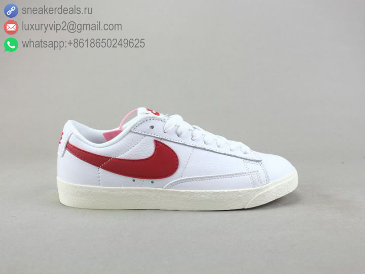 WMNS NIKE BLAZER LOW PRM WHITE RED LEATHER UNISEX SKATE SHOES